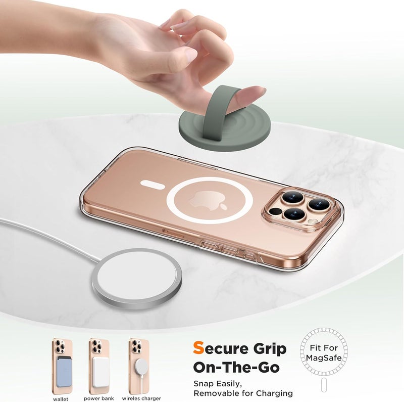 COFFKER Magnetic Phone Grip Ring Holder, Liquid Silicone Magnet Cell Phone Grip Finger Loop, Compatible with Magsafe, Back of Phone for iPhone 17/16/15/14/13/12 Series, Calke Green - Image 4